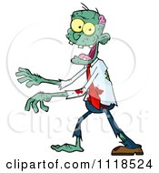 Cartoon Of A Bloody Green Zombie 2 Royalty Free Vector Clipart by Hit Toon #COLLC1118524-0037