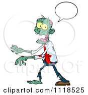 Poster, Art Print Of Happy Green Zombie With A Speech Balloon 2