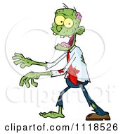 Cartoon Of A Bloody Green Zombie 1 Royalty Free Vector Clipart