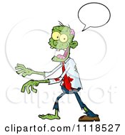Poster, Art Print Of Happy Green Zombie With A Speech Balloon