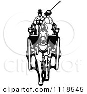 Retro Vintage Black And White Horse Drawn Carriage And Passenger