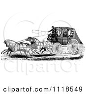 Poster, Art Print Of Retro Vintage Black And White Horse Drawn Carriage And Passengers 1