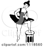 Clipart Of A Retro Vintage Black And White Dancing Ballerina 12 Royalty Free Vector Illustration