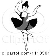 Clipart Of A Retro Vintage Black And White Dancing Ballerina 4 Royalty Free Vector Illustration