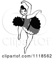 Clipart Of A Retro Vintage Black And White Dancing Ballerina 5 Royalty Free Vector Illustration