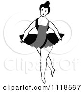 Clipart Of A Retro Vintage Black And White Dancing Ballerina 10 Royalty Free Vector Illustration