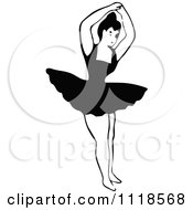 Clipart Of A Retro Vintage Black And White Dancing Ballerina 11 Royalty Free Vector Illustration
