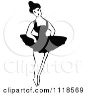 Clipart Of A Retro Vintage Black And White Dancing Ballerina 1 Royalty Free Vector Illustration