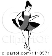 Clipart Of A Retro Vintage Black And White Dancing Ballerina 3 Royalty Free Vector Illustration