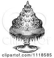 Clipart Of A Retro Vintage Black And White Conical Dessert Cake Royalty Free Vector Illustration