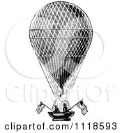 Poster, Art Print Of Retro Vintage Black And White Men In A Hot Air Balloon With American Flags