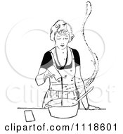 Poster, Art Print Of Retro Vintage Black And White Woman Cooking