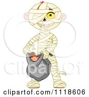 Poster, Art Print Of Trick Or Treating Halloween Kid In A Mummy Costume
