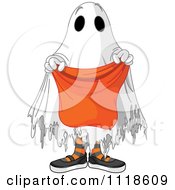 Poster, Art Print Of Trick Or Treating Halloween Kid In A Ghost Costume