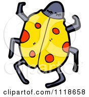 Cartoon Of A Yellow Ladybug Beetle 2 Royalty Free Vector Clipart by lineartestpilot