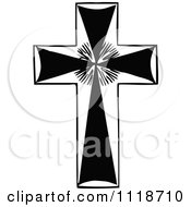 Clipart Of A Retro Vintage Black And White Cross Royalty Free Vector Illustration