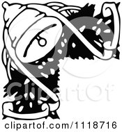 Clipart Of A Retro Vintage Black And White Christmas Bell 2 Royalty Free Vector Illustration