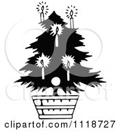 Poster, Art Print Of Retro Vintage Black And White Potted Living Christmas Tree 1