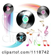 Poster, Art Print Of Flying Vinyl Records And Colorful Music Notes
