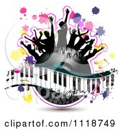Poster, Art Print Of Silhouetted Dancers On A Vinyl Record With A Keyboard And Music Notes 2
