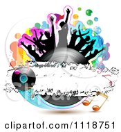 Poster, Art Print Of Silhouetted Dancers On A Vinyl Record With Music Notes 1