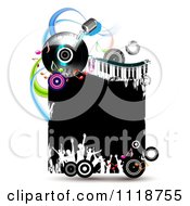 Poster, Art Print Of Silhouetted Dancers With Copyspace On A Keyboard Album And Microphone Music Frame 1