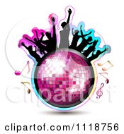 Poster, Art Print Of Silhouetted Dancers With A Disco Ball And Music Notes 2