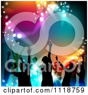 Clipart Of Silhouetted Dancers With Colorful Lights Royalty Free Vector Illustration by merlinul