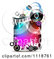 Poster, Art Print Of Silhouetted Dancers With Copyspace On A Keyboard Album And Microphone Music Frame 2