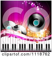 Poster, Art Print Of Background Of Vinyl Records Music Notes And A Keyboard