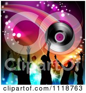 Poster, Art Print Of Silhouetted Dancers With A Vinyl Record 1