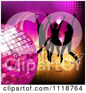 Poster, Art Print Of Silhouetted Dancers With A Disco Ball And Music Notes 2