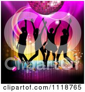 Poster, Art Print Of Silhouetted Dancers With A Disco Ball And Music Notes 1