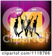 Poster, Art Print Of Silhouetted Dancers With A Disco Ball And Music Notes 3
