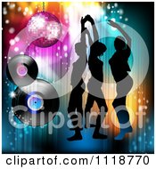 Poster, Art Print Of Silhouetted Dancers With A Disco Ball And Vinyl Records