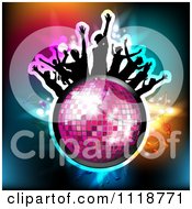 Poster, Art Print Of Silhouetted Dancers On A Disco Ball With Music Notes 1