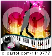 Poster, Art Print Of Silhouetted Dancers Over A Keyboard Music Notes And Vinyl Record