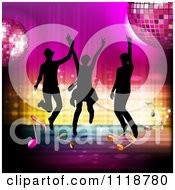 Poster, Art Print Of Silhouetted Dancers With A Disco Ball And Music Notes 4