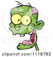 Cartoon Of A Happy Green Zombie Face Royalty Free Vector Clipart by Hit Toon