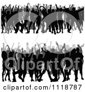 Clipart Of Silhouetted Crowds Of Dancers Royalty Free Vector Illustration