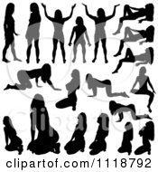 Clipart Of Black Sexy Women Silhouettes Royalty Free Vector Illustration
