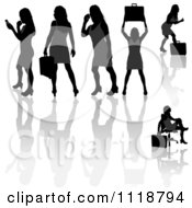 Poster, Art Print Of Silhouetted Black Businesswomen Posing With Briefcases 7