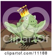 Cute Frog Prince With A Lipstick Kiss On His Cheek Wearing A Crown by AtStockIllustration