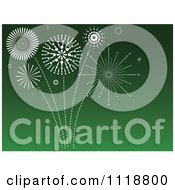Clipart Of White Fireworks Bursting In A Green Sky Royalty Free Vector Illustration