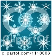 Clipart Of Icy Winter Snowflakes On Blue Royalty Free Vector Illustration