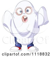 Poster, Art Print Of Halloween Boy In A Sheet Ghost Costume