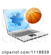 Poster, Art Print Of Basketball Crashing Through A 3d Laptop Screen