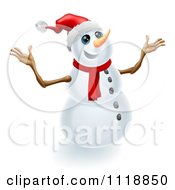 Poster, Art Print Of Jolly Christmas Snowman Holding Up His Arms