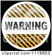 Round Warning Hazard Stripes Icon On Black