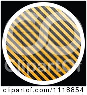 Clipart Of A Round Hazard Stripes Icon On Black Royalty Free Vector Illustration